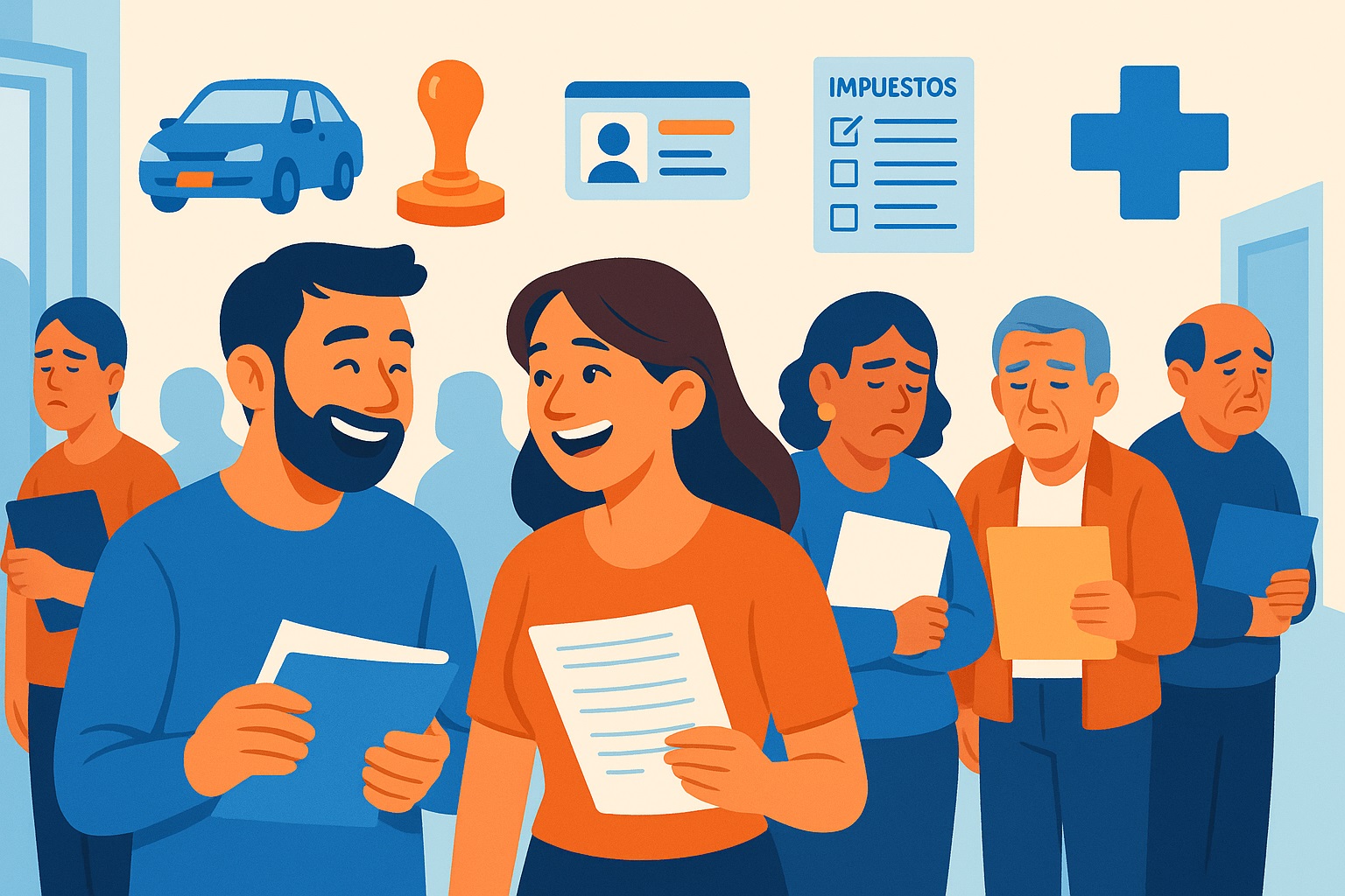 Personas chilenas enfrentando trámites con frustración y alivio al hacerlos en línea